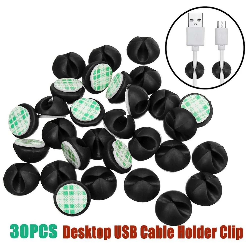 30pcs Reusable Cable Line Clips for USB Desk Wall and Car Mounting to Reduce Clutter and Prevent Tripping Hazards
