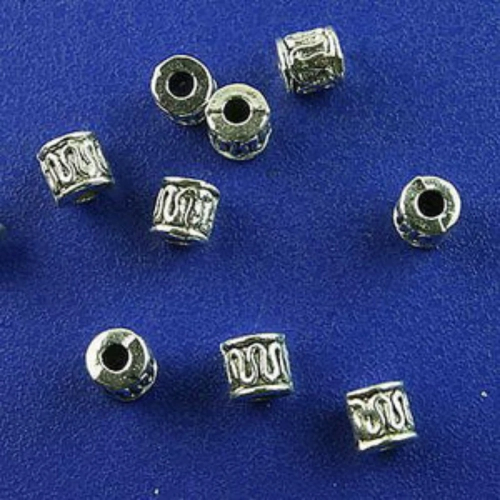 

50PCS 5.5x5.3mm hole:2.3mm TIBETAN SILVER WIRED TUBE SPACER BEADS H2788