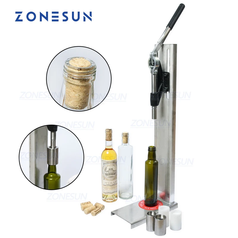 

ZONESUN Manual Stainless Steel Corkers Wine Corking Machine Capping Tool Brewed Wine Bottle Cork Press Inserting Machine