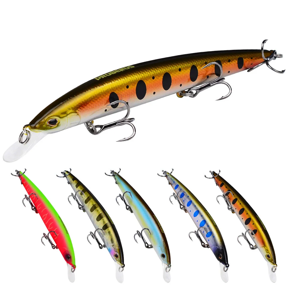 

Lot 1pcs Fishing Lure 15cm-20g 11.5cm-9g Hard Plastic Minnow Lure 5 Color Crankbait Fishing Bait 6#/8# Treble hook dw598