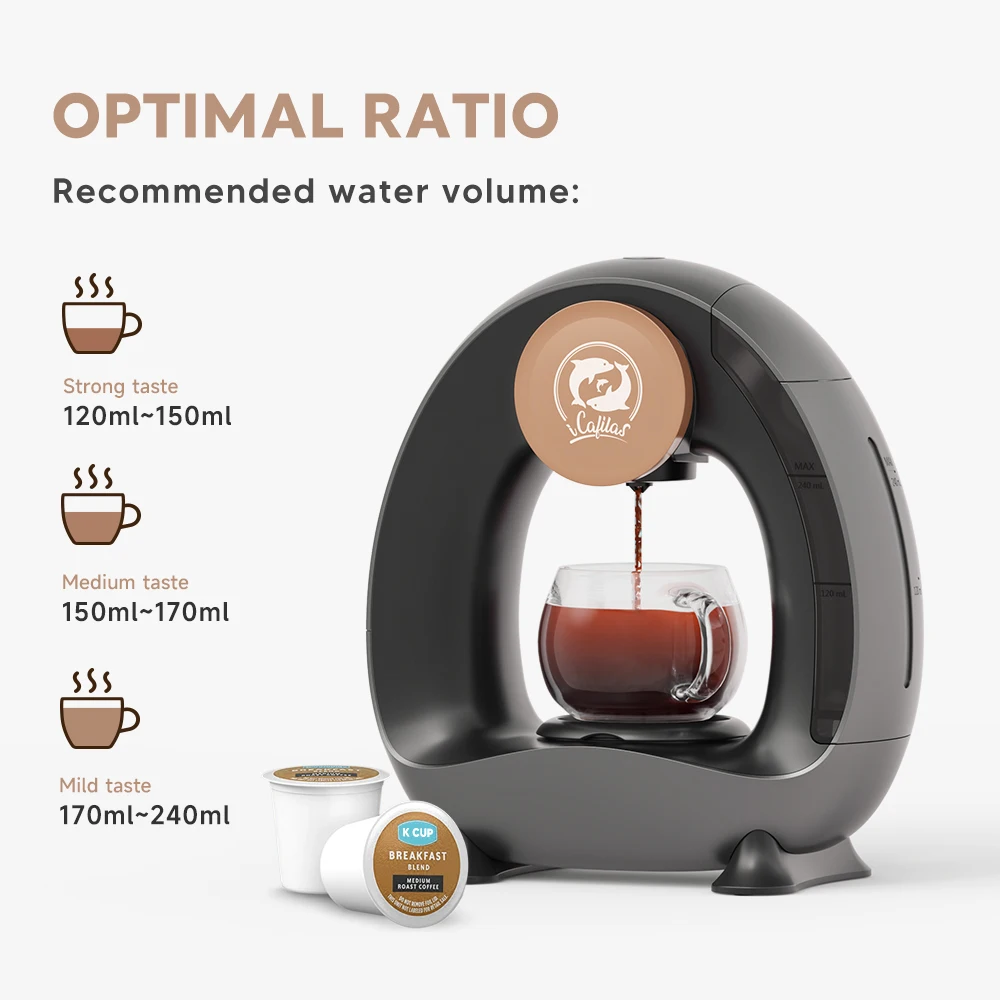 Coffee Maker for K Cup/Ground Coffee MINI Q Americano 2 in 1 Coffee Brewer Machine One Cup Coffee/Tea Maker With Two Adapter