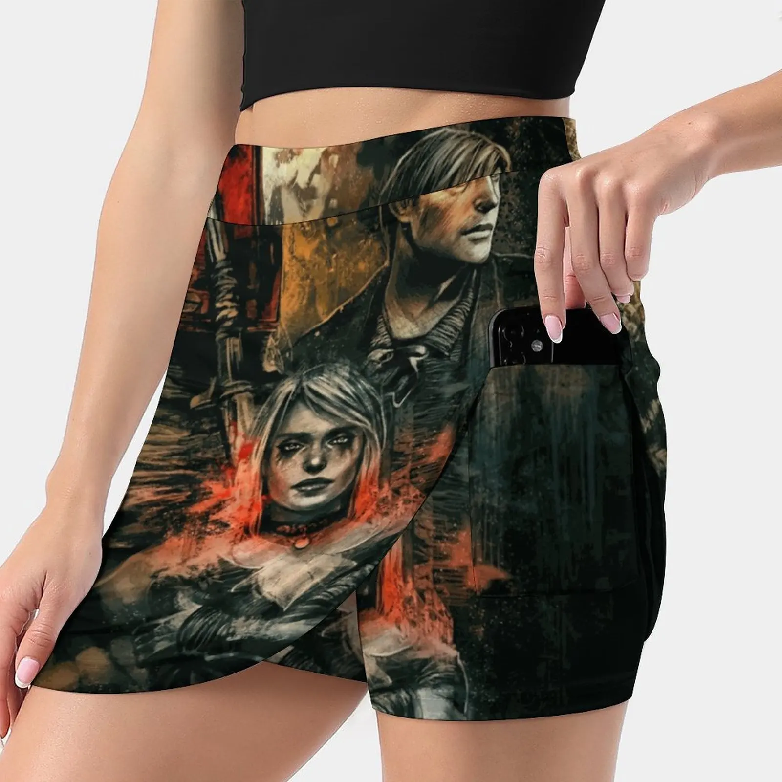 Silent Hill 2 Tennis Golf Skirt Sexy A-Line Harajuku Shorts Skirt With Phone Pockets Skort Silent Hill Game Konami James Maria