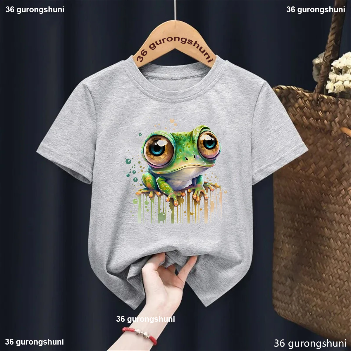 

Funny Kawaii Kids Clothes Frog Flowers Printed Tshirt Girls/Boys Summer Fashion Pink/White/Gray/Blue/Yellow T-Shirt