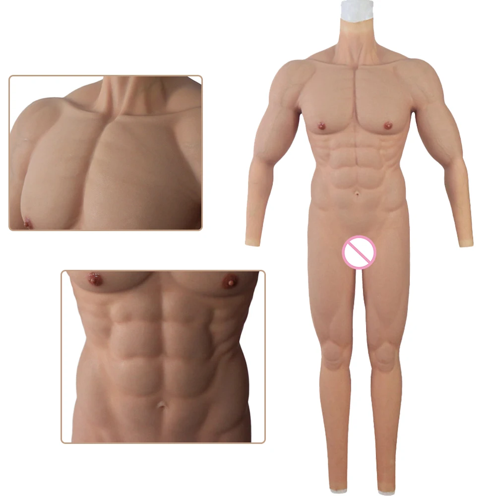 

Realistic Silicone Fake Chest Muscle Male Full Bodysuit Artificial Simulation Belly Muscles for Crossdresser Cosplayer