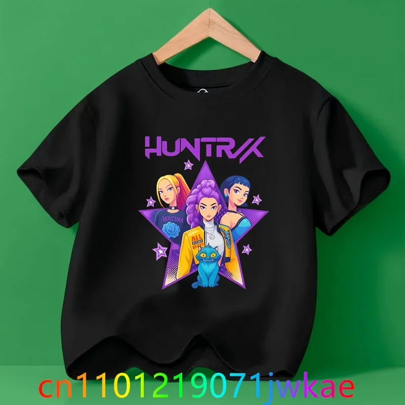 

Summer Girl Boy Shirt Casual Tops Crewneck Clothing 2025 Vintage KPop Demon Hunters Print T-Shirt Korean Anime Short Sleeve Tee