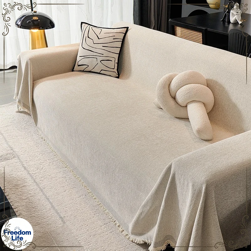 Sofa Covers Grey One Piece Full Cover Sofa Blanket Luxury Faux Fur Cat Proof Non Slip for Winter Solid Color Chair Cover