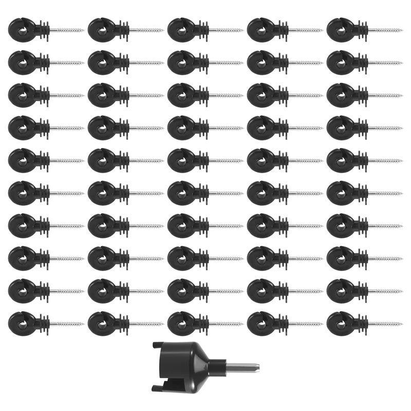 

ZZ-Electric Fence Insulator Fence Ring Post Wooden Post Insulator With Insulator Socket Tool, 50PCS