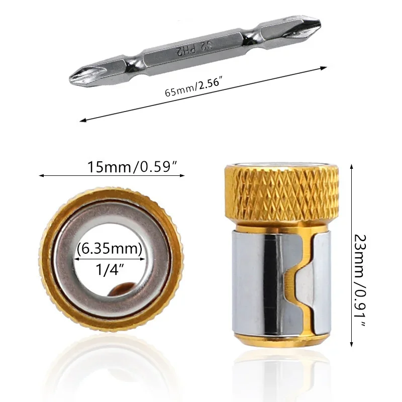 3pcs Magnetic Bit Holder Alloy Electric Magnetic Ring Screwdriver Bit Strong Non-slip Magnet Ring for Phillip Bit Magnetizer