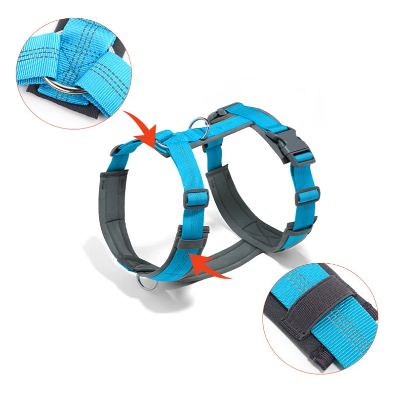 مريحة قابل للتعديل H-شكل كبير الكلب تسخير قابل للغسل النايلون ليلة عاكسة لا سحب سترة للحيوانات الأليفة تسخير Arnés Para Perros