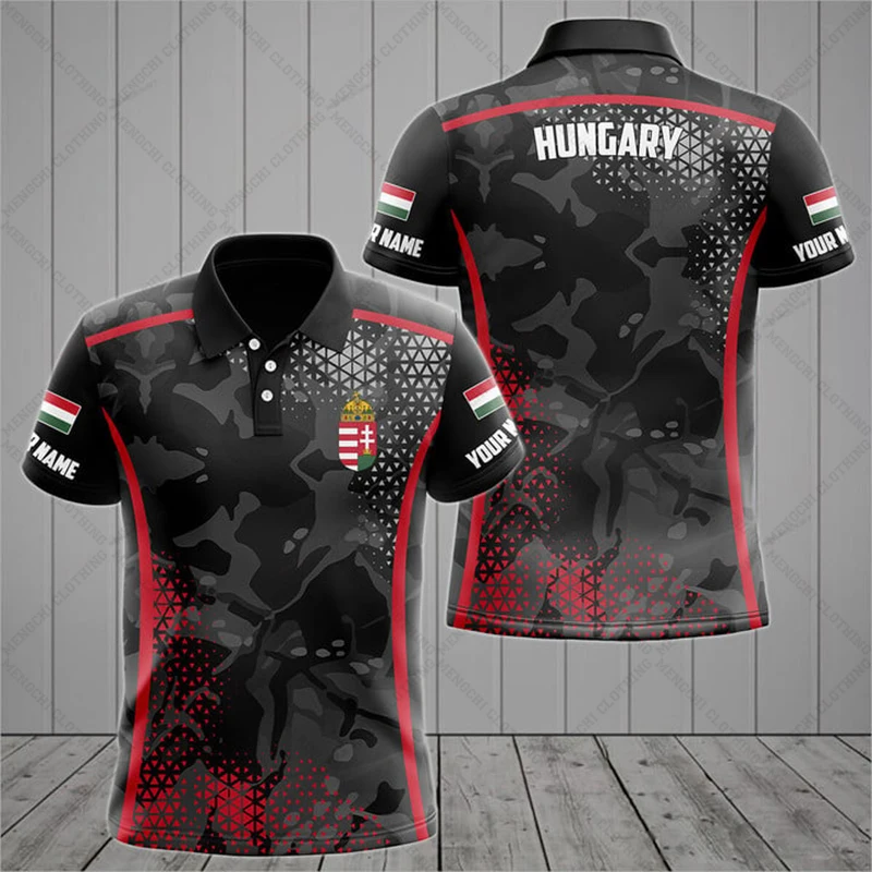 Custom Name Hungary Camouflage Polo Shirt Summer Unisex Casual Streetwear Loose Oversize Jersey Soft Short Sleeve Sportswear