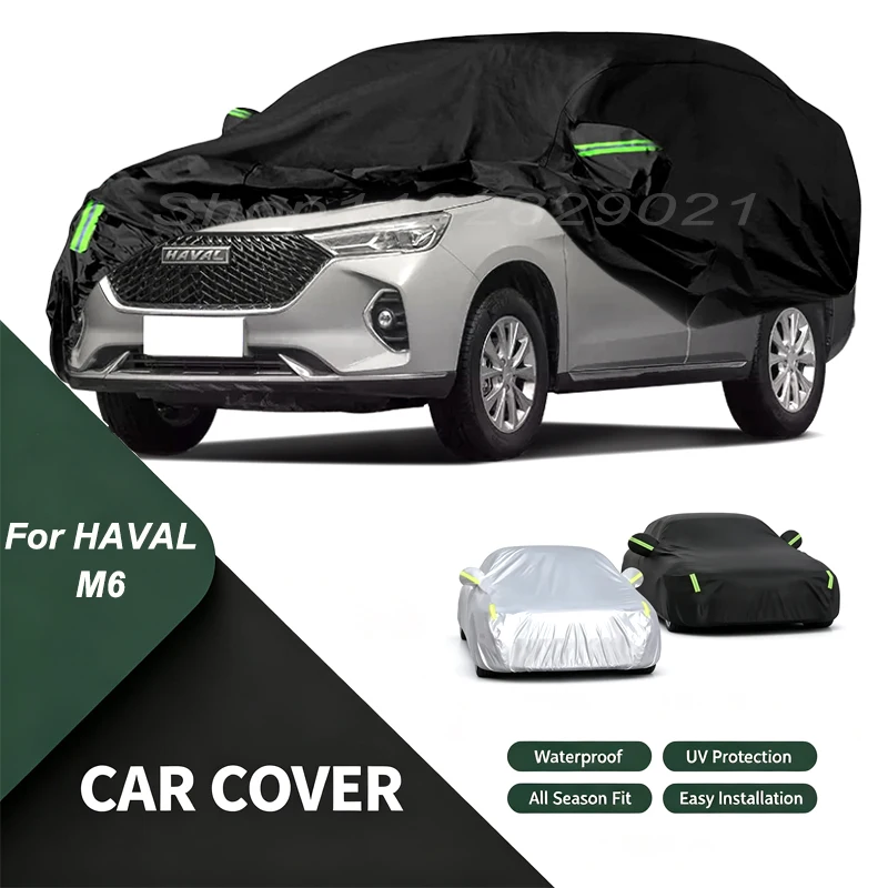 Full Car Cover For HAVAL M6 All Weather Outdoor Snow Sun UV Dustproof with Reflective Strips Wind Straps