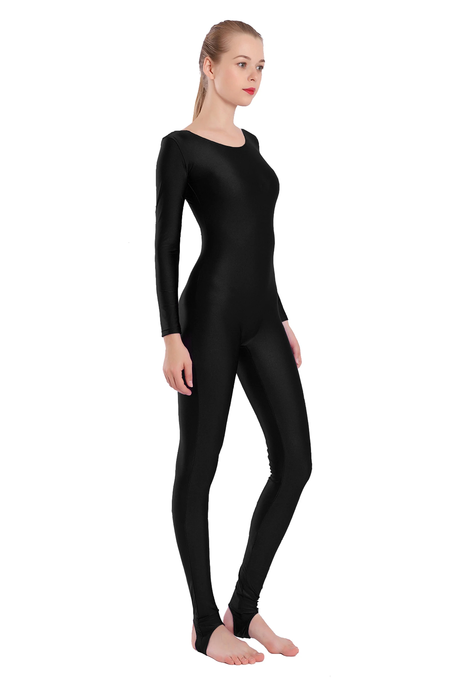 

Women Spandex Unitards Stirrups Ballet Costume Long Sleeve Adult Gymnastics Full Body Dancewear Jumpsuit Workout Playsuits
