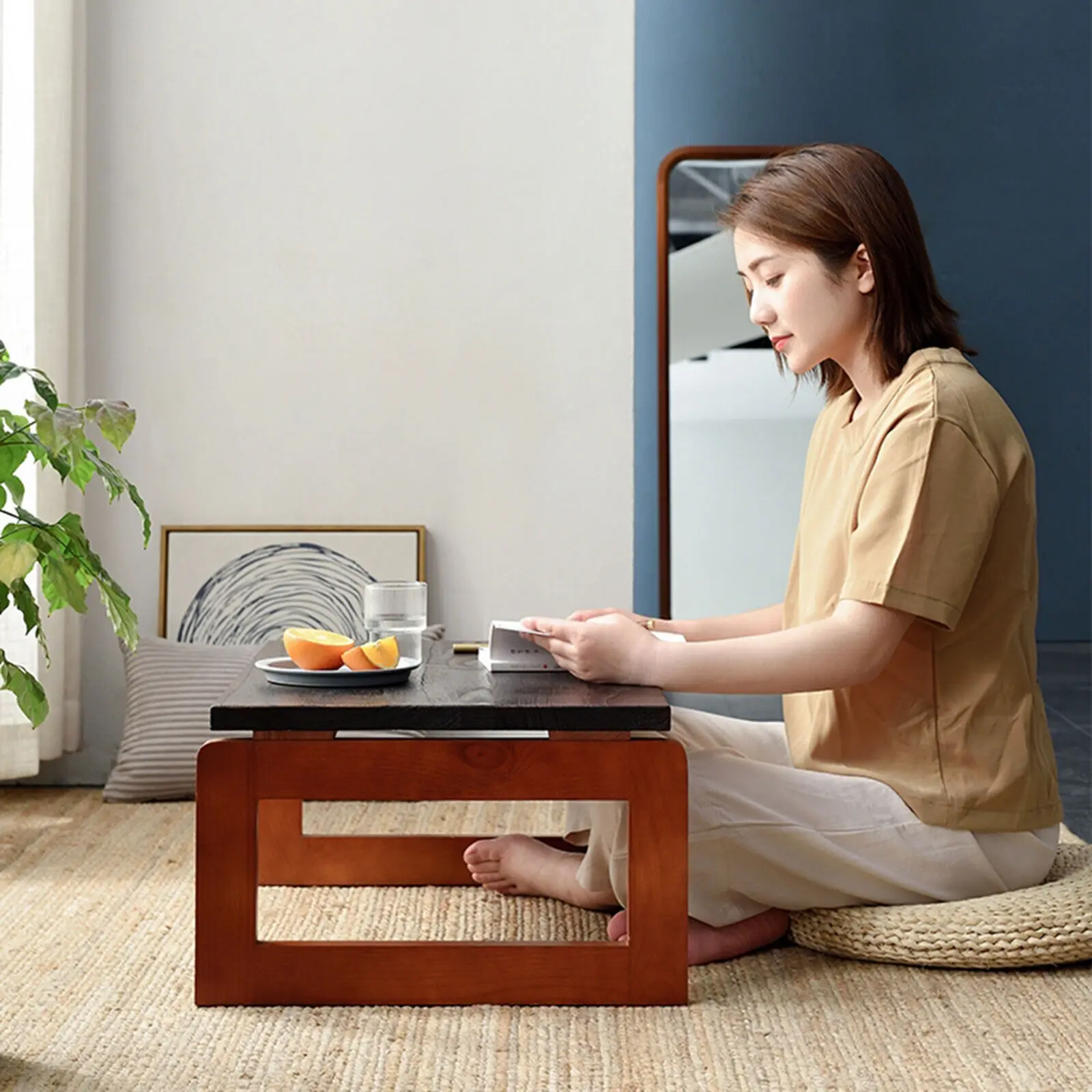 

Folding Indoor Coffee Table Modern Flodable Wooden Home Laptop Coffee Tea Picnic Furniture Table