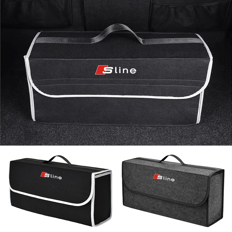 Car Trunk Storage Box Large Capacity Bag Organizer Auto Stowing Tidying Accessories for Audi A3 8P S3 8V A4 B8 B6 B7 A6 C6 SLINE