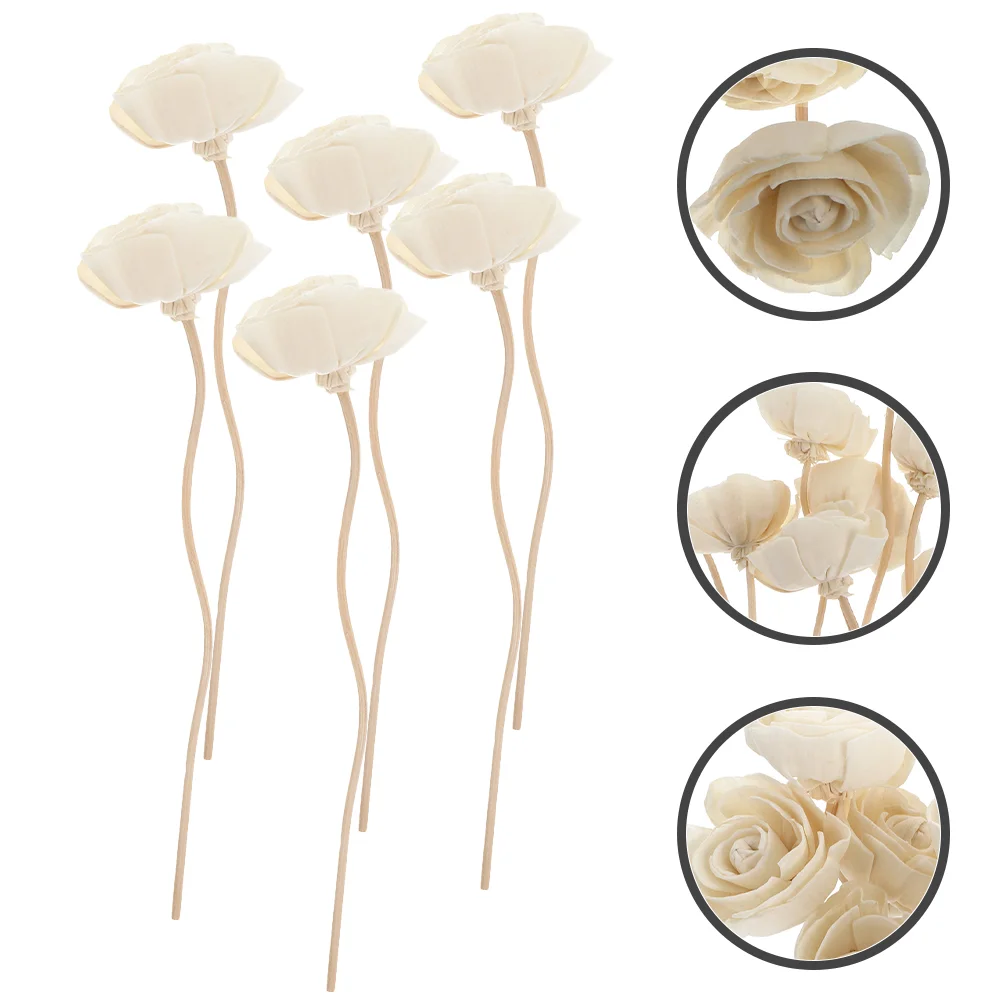 

6 Pcs Essential Oils Diffuser Aromatherapy Rattan Incense Sticks Fragrance Peonies Artificial Flowers