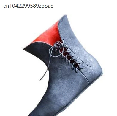 Heren PU lederen schoenen Middeleeuwse enkellaarsjes Victoriaanse Renaissance Bandages Middeleeuwse Ridder Cape Cosplay Kostuum Carnaval Feest