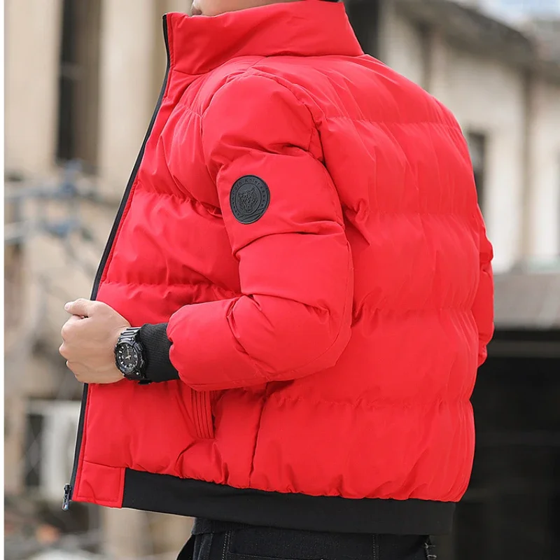 Winter Men Clothing Parka Zipper Cotton-padded Jacket Long Sleeve Warm Windproof Coat Casual Loose Korean Fashion Outerwear New