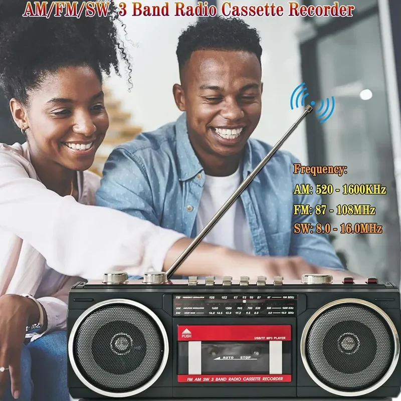 PX-666BT Tape Boombox Bluetooth AM/FM/SW 3band Radio USB SD Aux Input Cassette Player And Recorder Vintage Portable Music Player