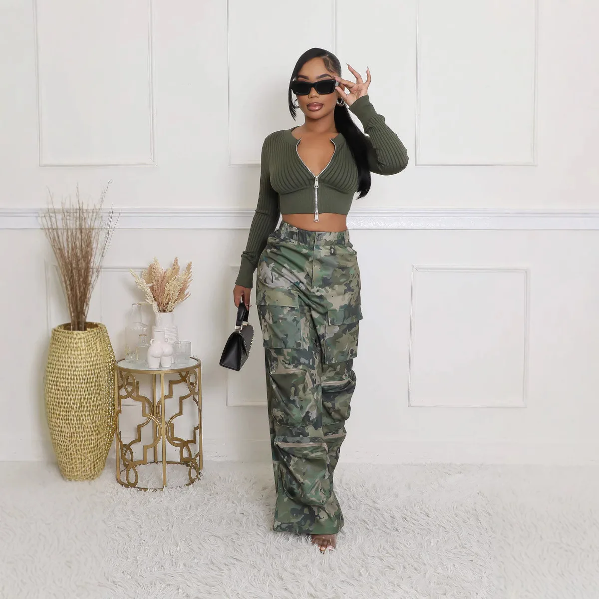 Long Pant Women Camouflage Cargo Pants High Waist Straight Trousers Y2k Streetwear Casual Loose Maxi Splice Pockets Party Club