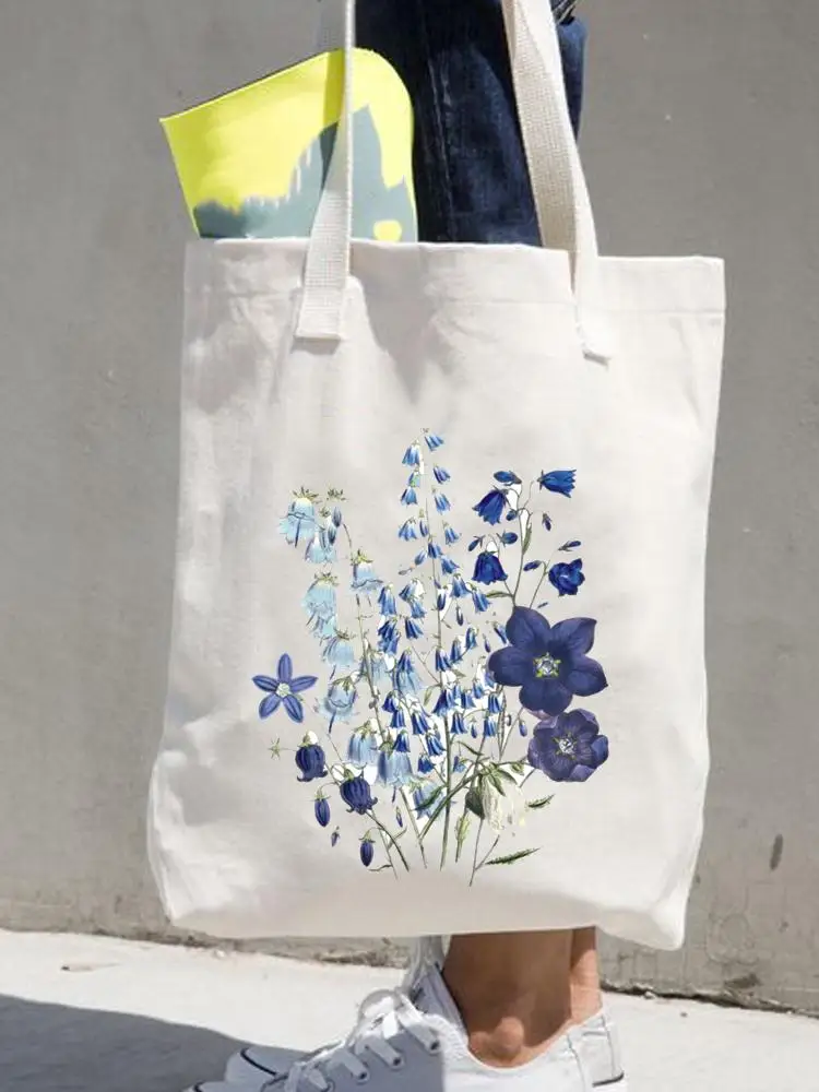 

Women Print Shopper Casual Shopping Handbags Female Shoulder Fashion 90s Style Flower Floral Girls Graphic Canvas Tote Bag