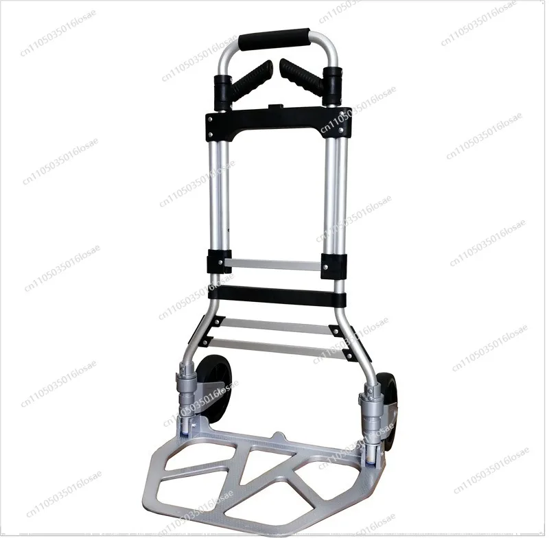 Folding Trolley Cart Portable Hand-pulled Luggage Cart Aluminum Alloy Household Grocery Shopping Cart Load Handling Truck