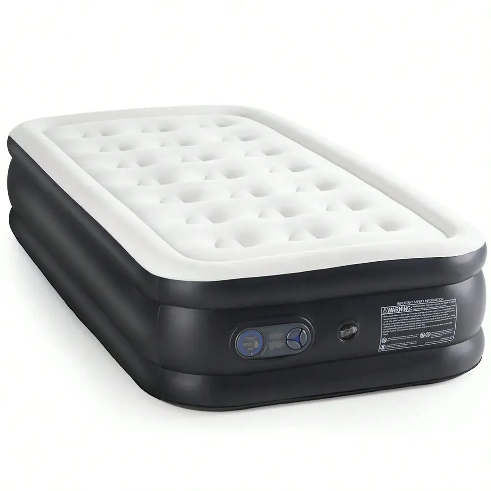 Air Mattress Inflatable Blow Up Bed With BuiltIn High Capacity Pump. 660 Lbs Capacity. Soft Flocking Top. NonSlip Bottom. Queen