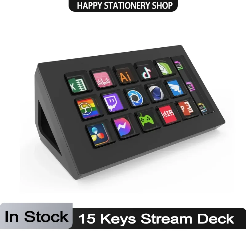 Visual Stream Deck Keyboard Lcd Button 15 Keys Live Content Creation Controller Custom Button For Windows/macos/android/ios Gift