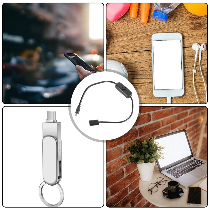 Convenient 30cm Type C To USB Charging Adapter With Power Switching For Headphones, Game Consoles, LED Lights