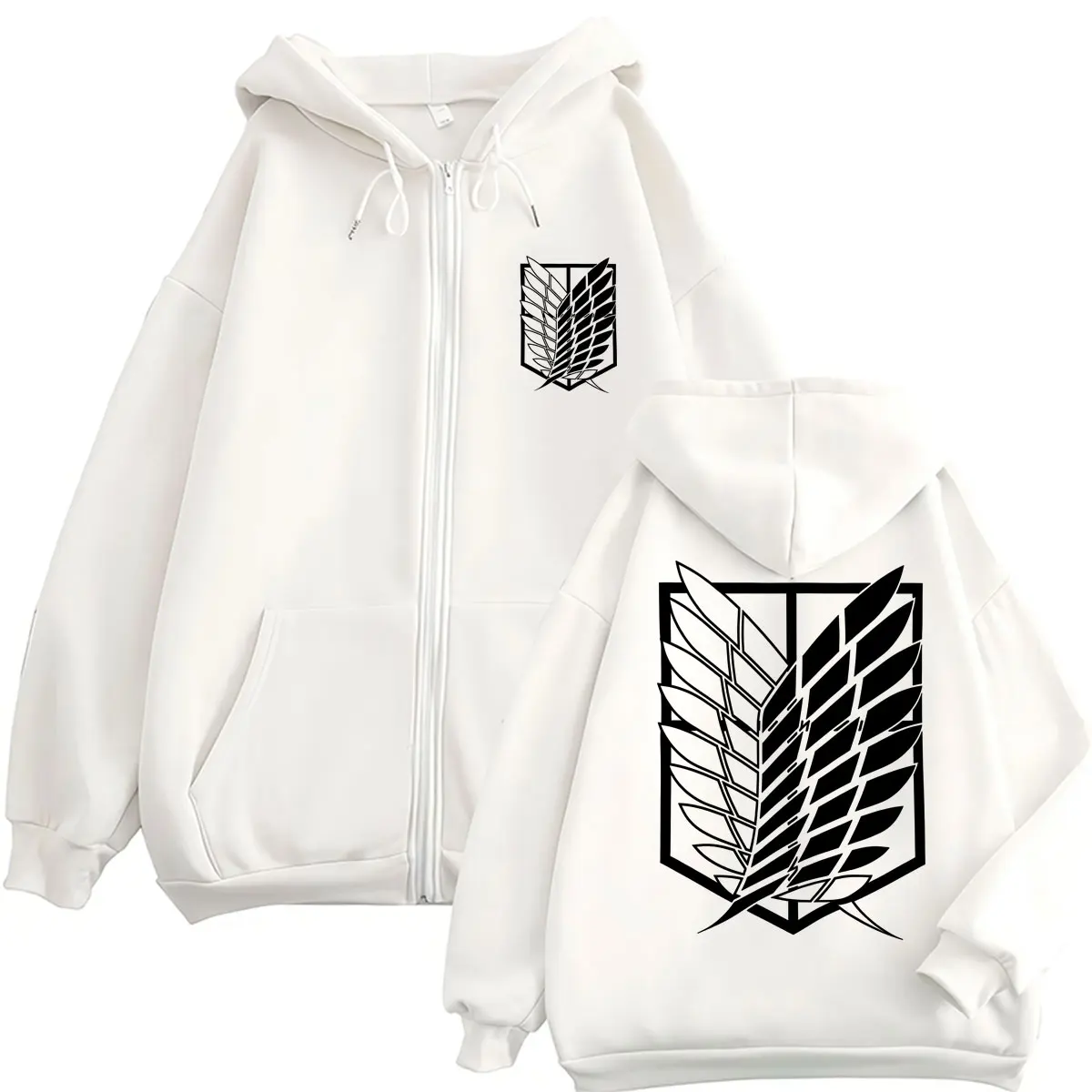 Anime Attack on Titan Zipper Hoodie Mikasa Ackerman Eren Jaeger Wings of Freedom Logo Sweatshirt Men Women Loose Fleece Jackets