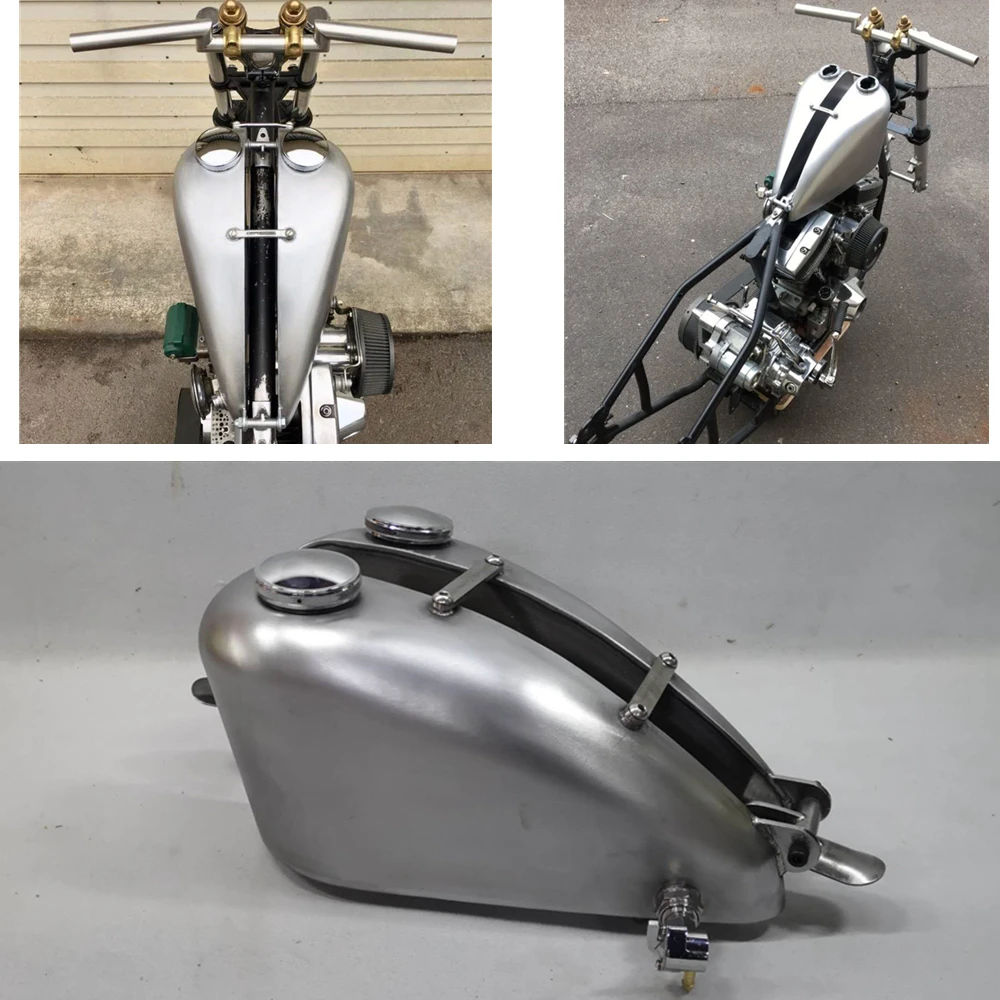 Uniwersalny zbiornik paliwa motocyklowy 7L, styl vintage, stalowy, modyfikowany, z korkiem i zaworem, pasuje do wszystkich modeli motocykli.