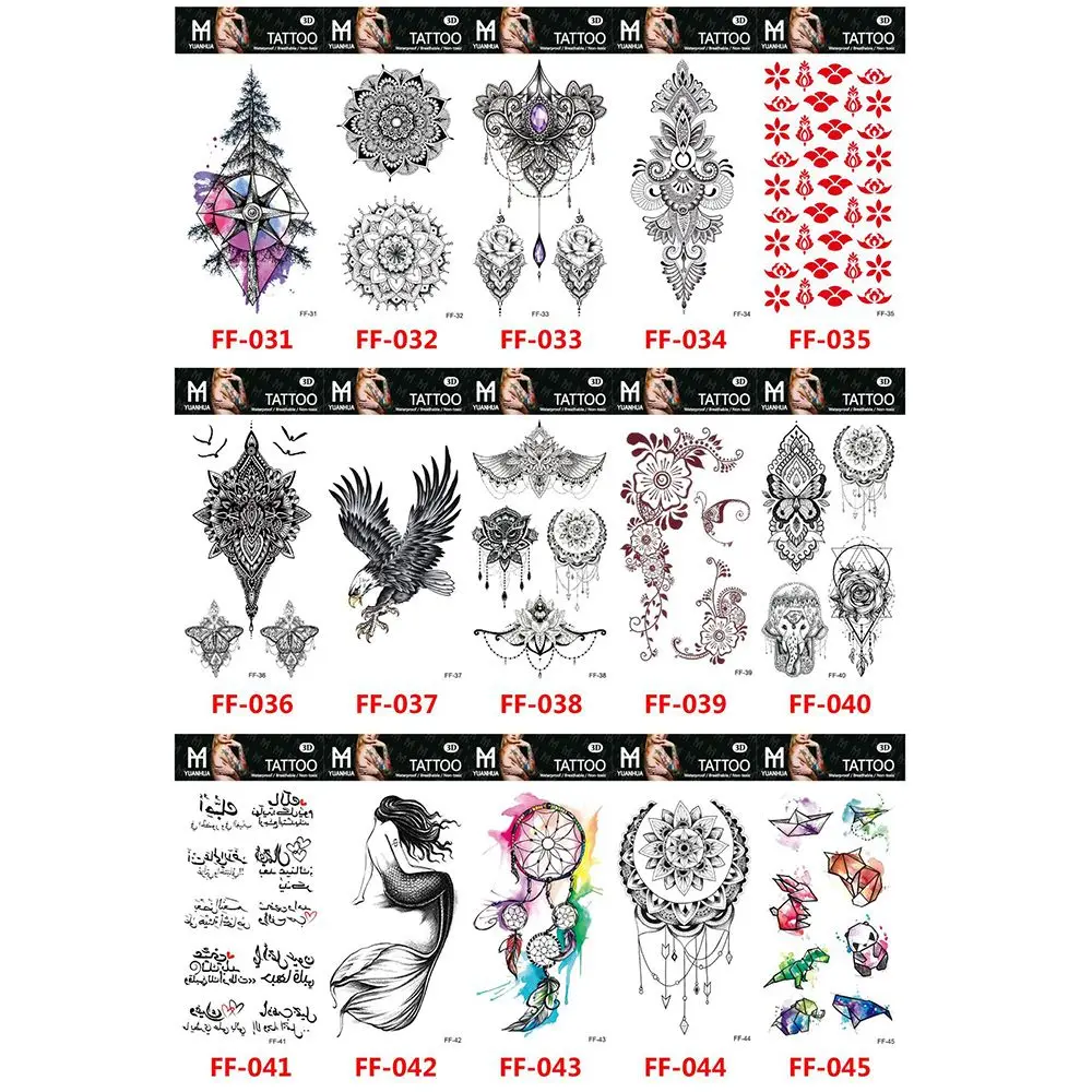 Mujeres grandes niñas Mandala negro flores personalizadas Henna romántica tatuajes falsos impermeables arte corporal tatuaje temporal pegatinas