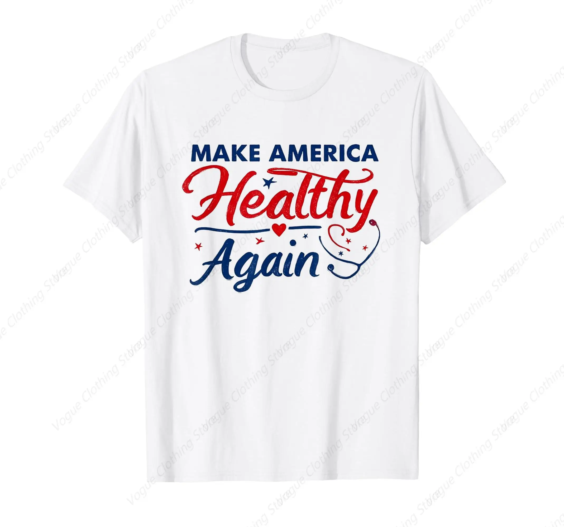 Make America Healthy Again T-Shirt Prevailing Soft Short Sleeves Cotton Tee Round Neck Leisure Daily Clothing