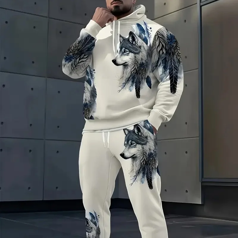 2025 Spring and Autumn 3D Printed Sweatshirt Set 2025 O-neck Drawstring Waist Long Trousers Sports Leisurewear Set