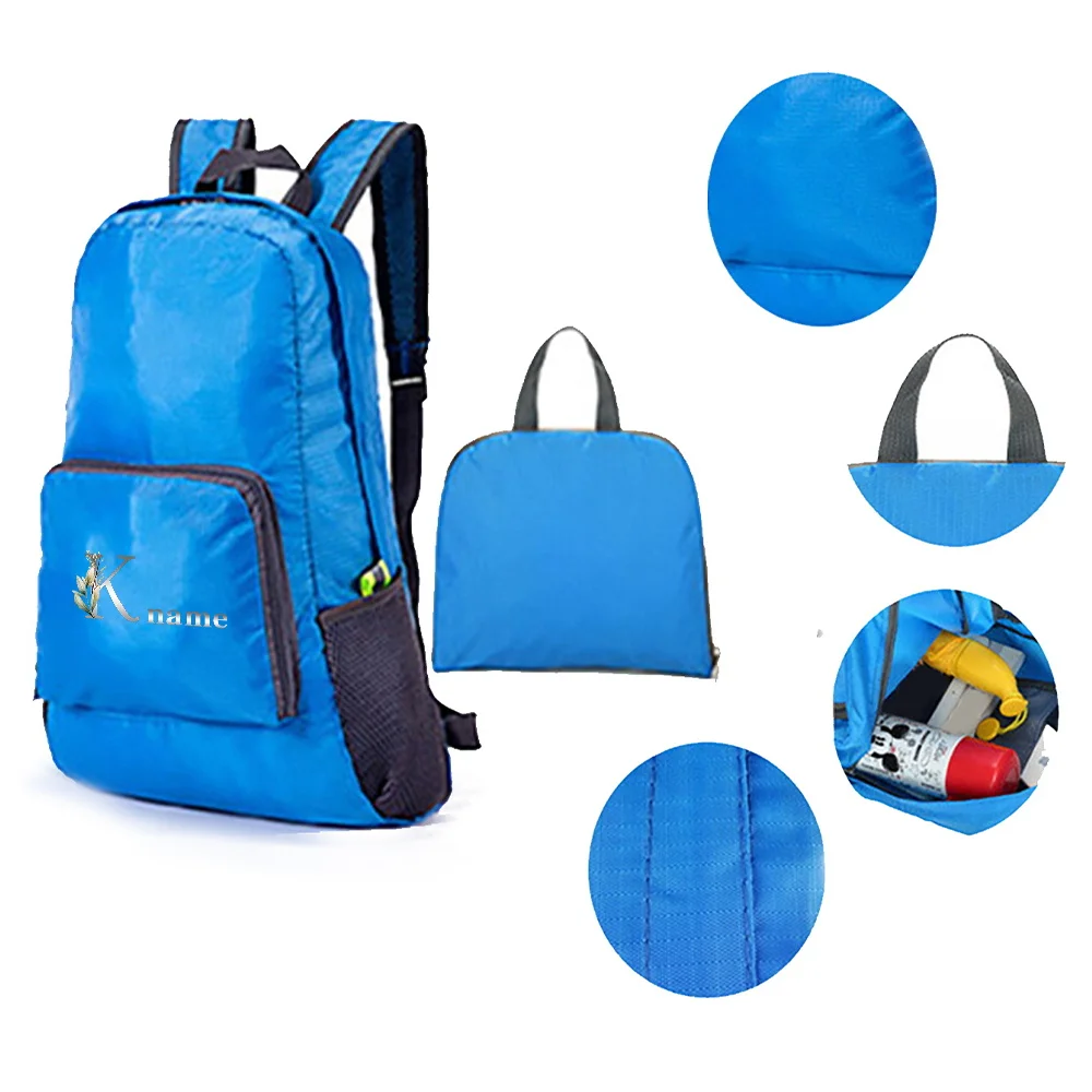 شخصية مخصصة اسم حقيبة ظهر قابلة للطي سعة كبيرة حقيبة قاعة رياضة قابلة للطي المشي لمسافات طويلة التخييم حقائب الظهر أكياس التخزين عادية