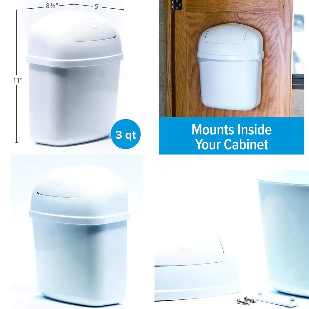 

Compact 3-Quart Trash Bin with Spring Lid - Perfect for RVs, Boats, Dorms, Kitchens, and Small Spaces