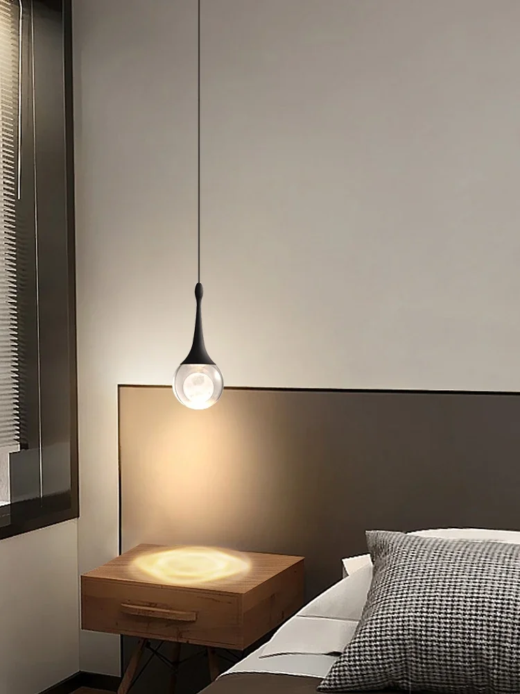 Moderno lampadario da comodino minimale semplice sfondo decorazione della parete lunga linea appesa Nordic Master camera da letto piccole lampade a sospensione