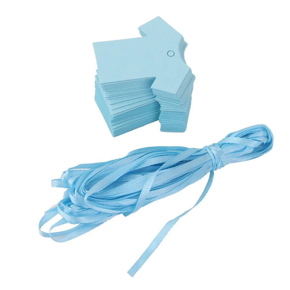 100pcs Baby Favour Gift Tags Paper Cloth Shape (Blue) Baby Favour Cloth Shape