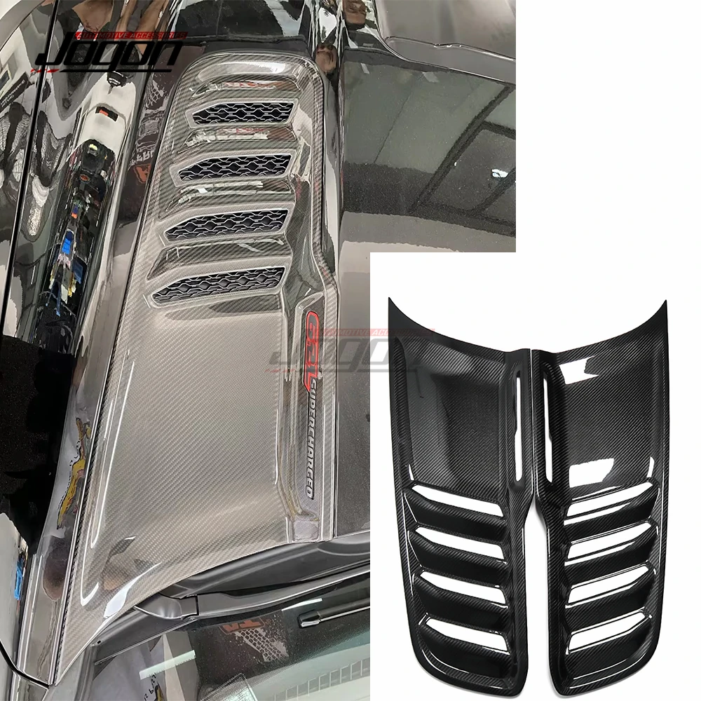 For Dodge RAM 1500 TRX Off-Road 2019-2024 Glossy Carbon Fiber Exterior Car Front Engine Hood Scoop Bonnet Cover Trim Accessories