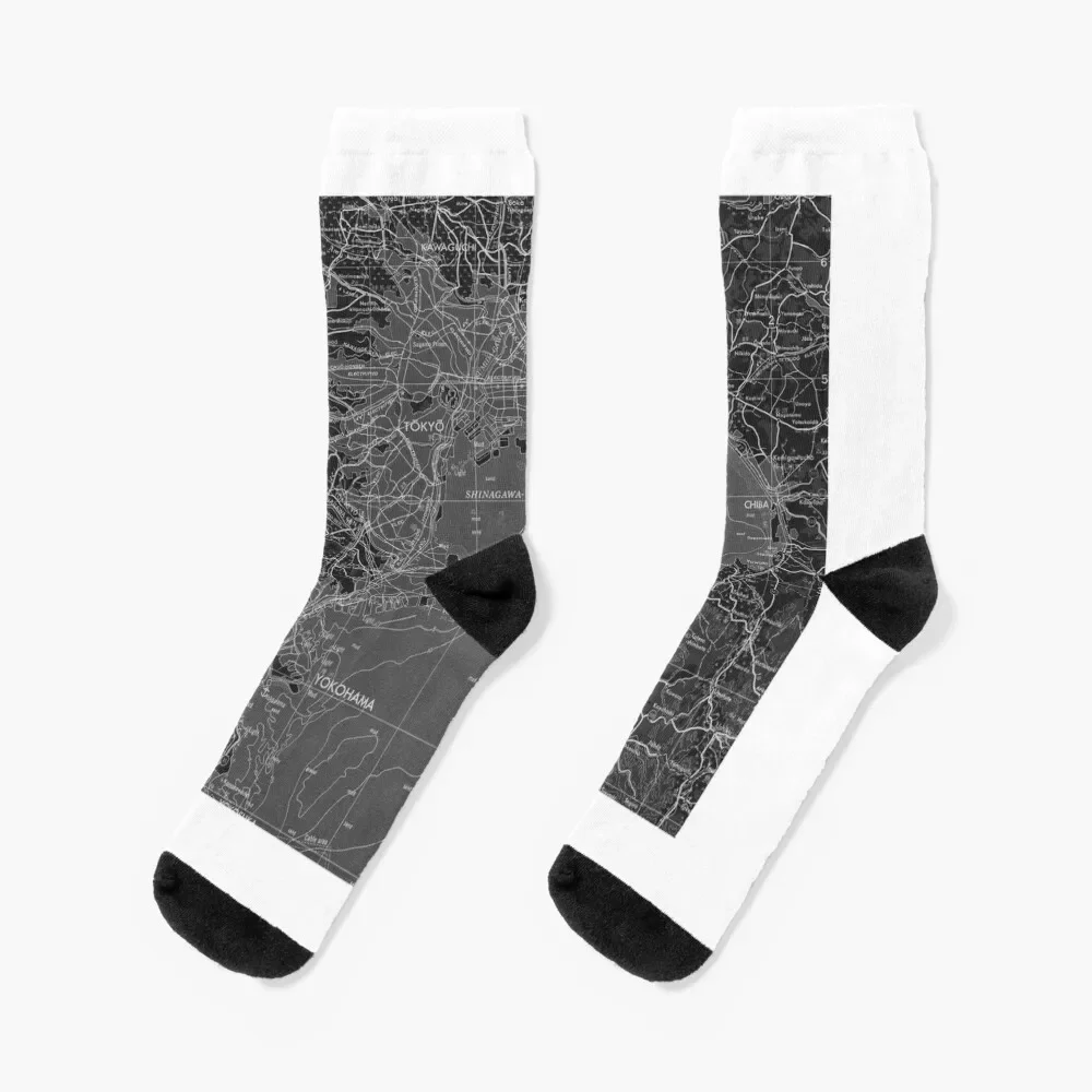 

1950s Tokyo Map Socks kids crazy Male Socks Women's