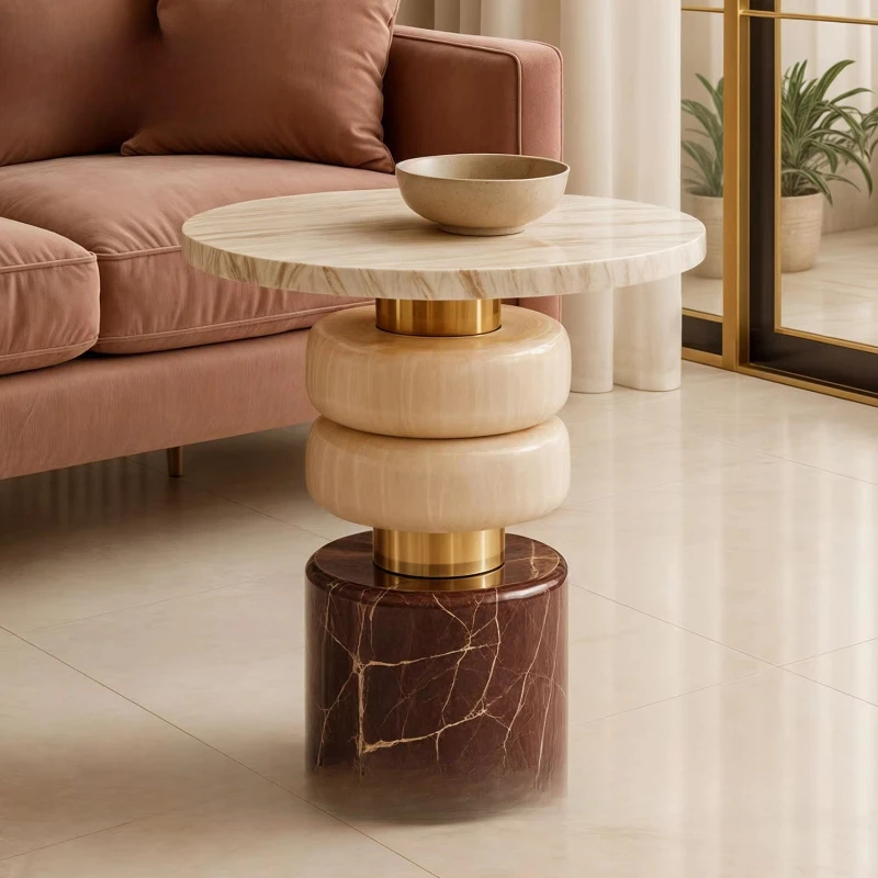 Low solid wood modern coffee table, curved edge design, anti-deformation plate, stable metal legs, adjustable table top