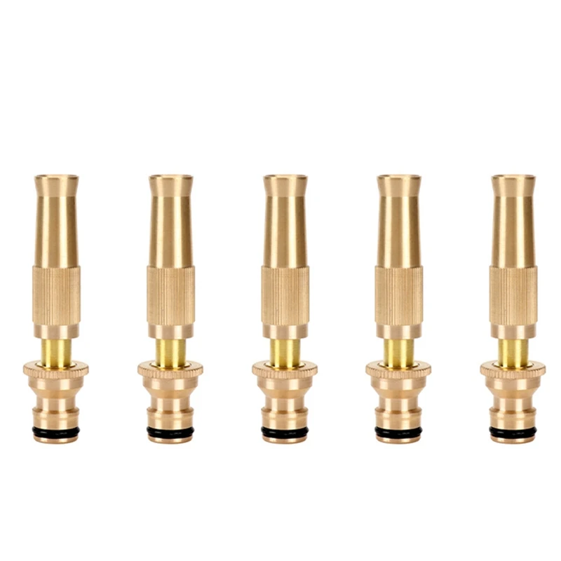 

5X High Pressure Hose Nozzle Heavy Duty , Brass Water Hose Nozzles For Garden Hoses, Adjustable Function