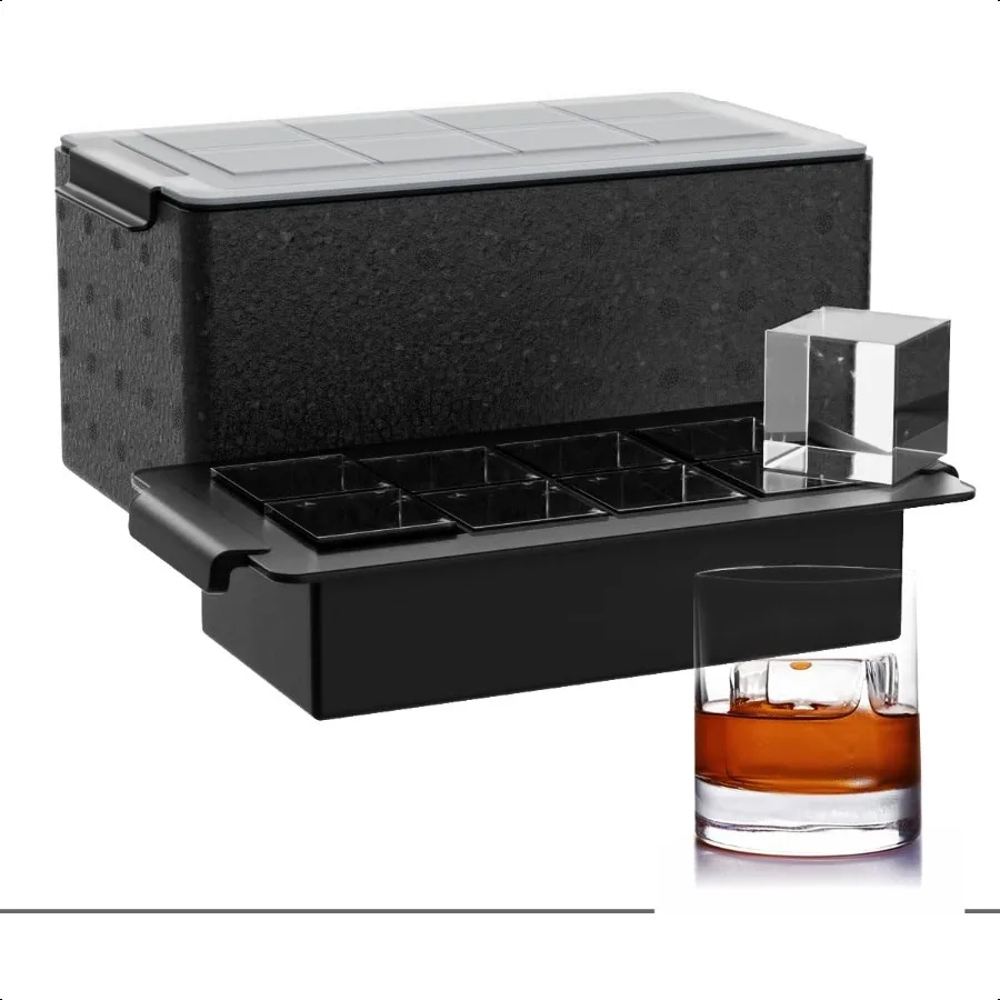 

Clear Ice Cube Tray for Whiskey: 2Inch Clear Ice Cube Maker Silicone Large Ice Cube Tray Square Ice Tray for Bourbon Old Fashio