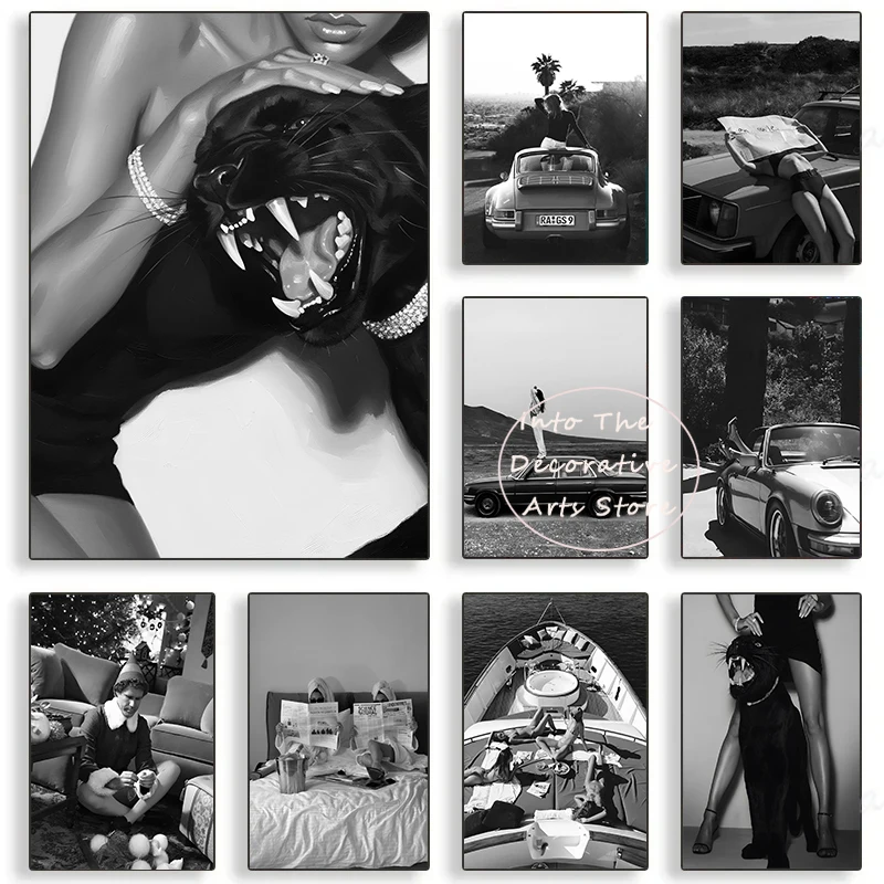 Black White Rich District Financial Freedom Animal Cruise Ship Golf Fashion Poster Canvas Paintings Wall Pictures Bedroom Decor