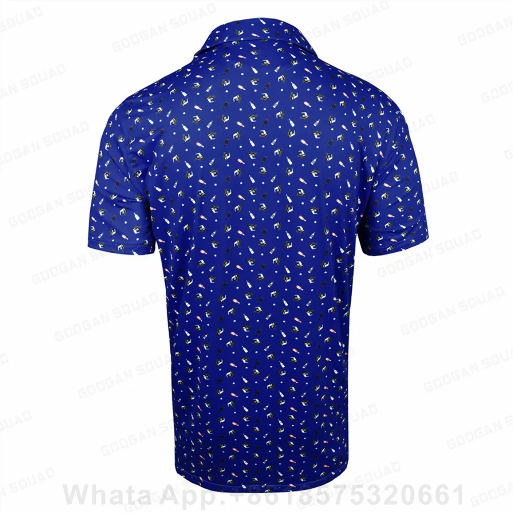 New Summer Men Golf Polo Shirts Floral Casual Print Fashion Short Sleeve T-shirt Quick Dry Breathable Lapel Button Polos Shirt