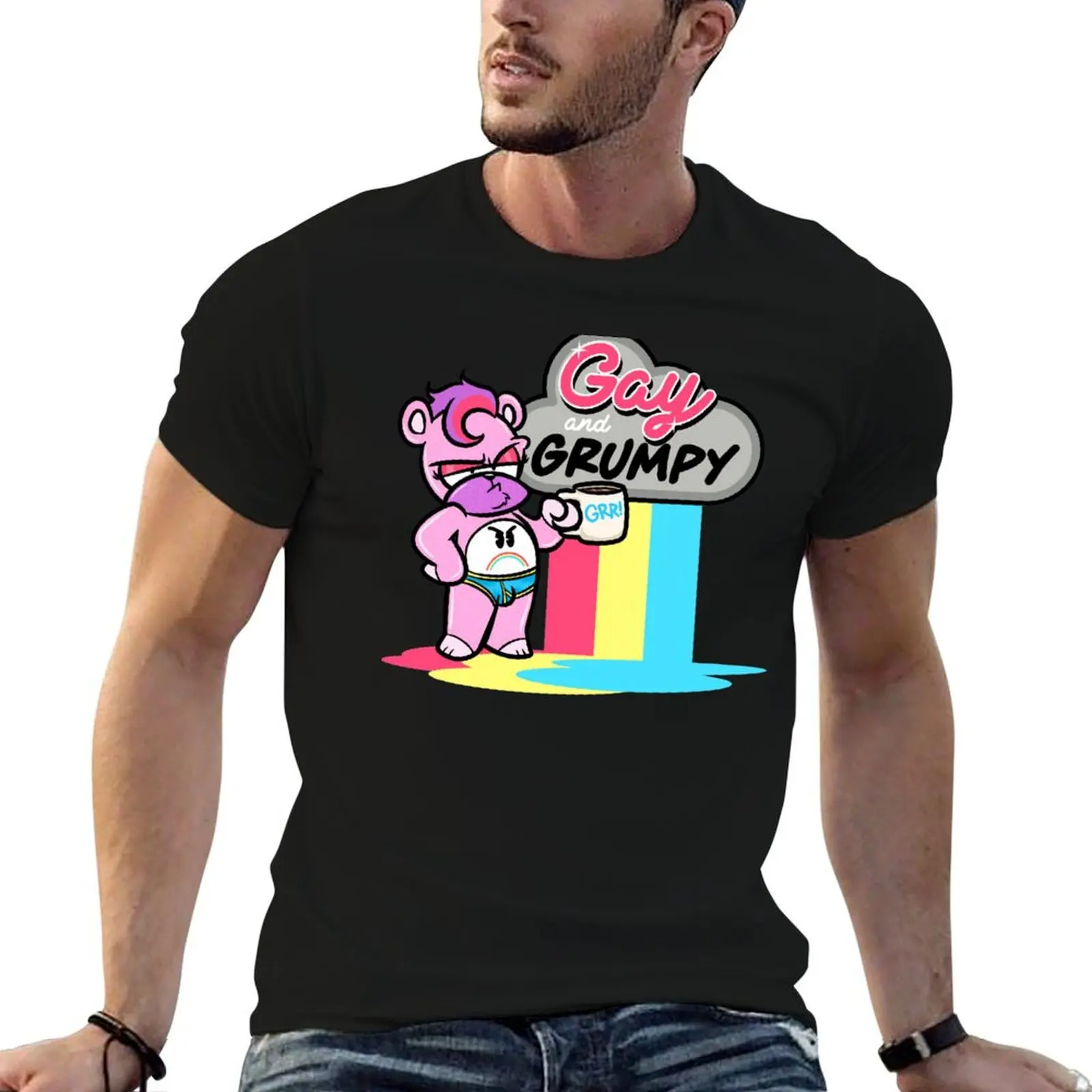 

gay and grumpy T-Shirt tops oversized shirts graphic tees heavy weight t shirts for men