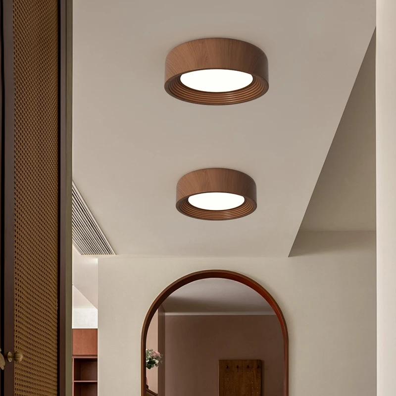 

Rounded Wall Lamp Black And White Walnut 18W Led Lights Dimmable For Hallway Entryway Room Decoration Indoor Lighting Fixtures