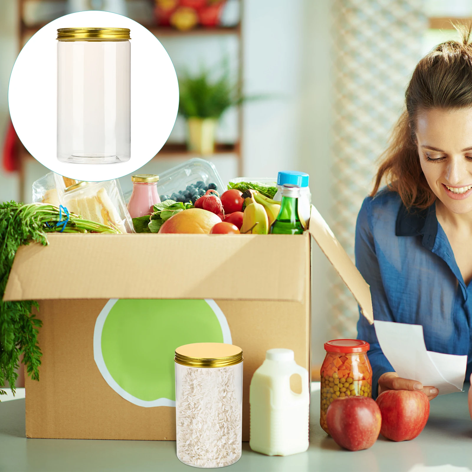 

10Pcs C Airtight Plastic Aluminum Food Storage Small Clear Herb Containers Small Spice Jars Kitchen Plastic Jars Dry Tea