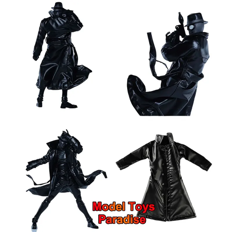 

1/12 Scale Men Soldier DIY Noir Spide Black Glossy Lapel Long Windproof Jacket Fit 6'' Super Hero Action Figure Body
