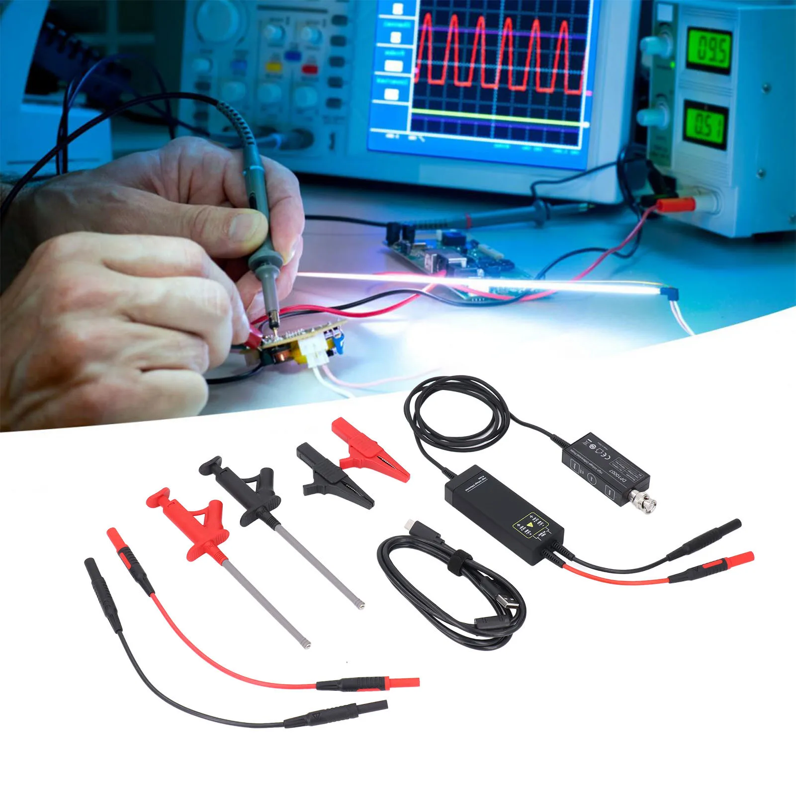 مجموعة مسبار تفاضلي عالي الجهد 100 ميجا هرتز 700 فولت 20X 200X معدل التوهين راسم الذبذبات طقم مسبار الجهد العالي