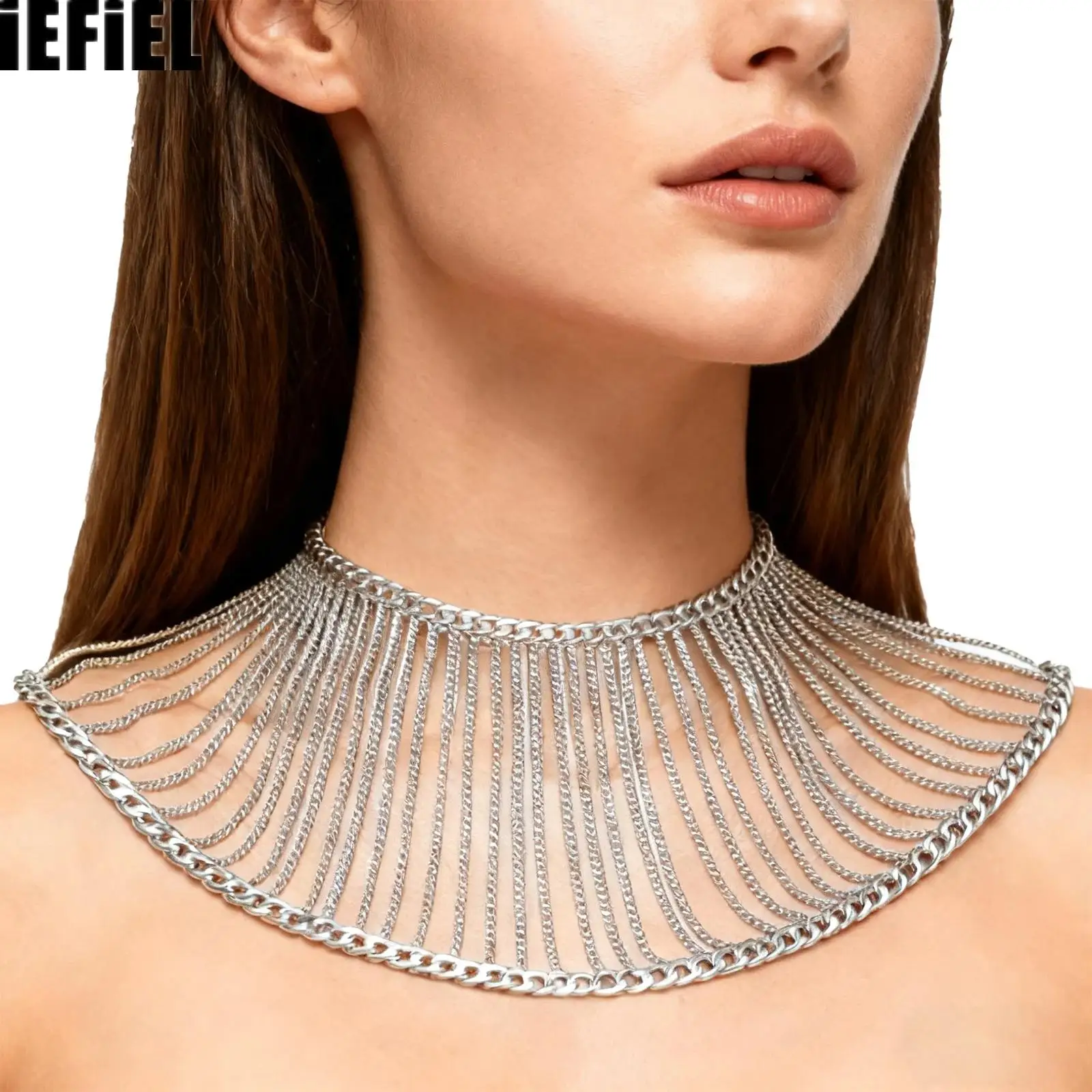

Women Metal Collar Jewelry Chain Body Chains Necklace Nightclubs And Parties Shoulder Alloy Accessory